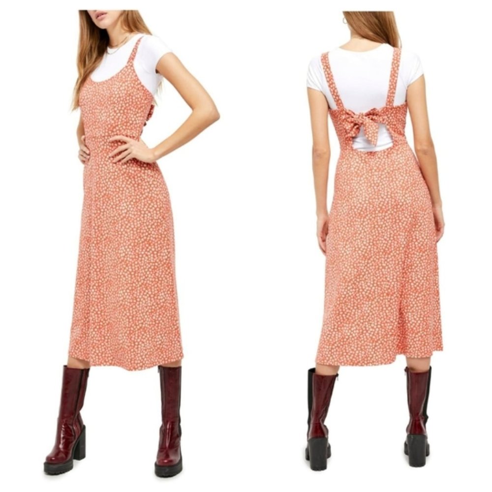 Free People Orange Midi Dress